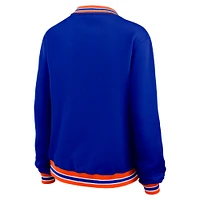 Women's WEAR by Erin Andrews Royal Denver Broncos Oversized Long Sleeve V-Neck Sweatshirt