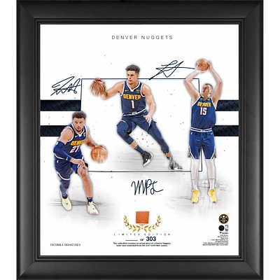 Denver Nuggets Facsimile Signatures 15" x 17" 2020-21 Franchise Foundations Collage with a Piece of Game-Used Basketball - Limited Edition of 303