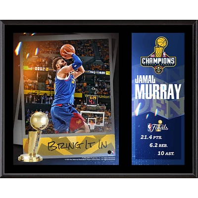 Plaque de joueur sublimée Jamal Murray Denver Nuggets 12" x 15" Champion de la finale NBA 2023