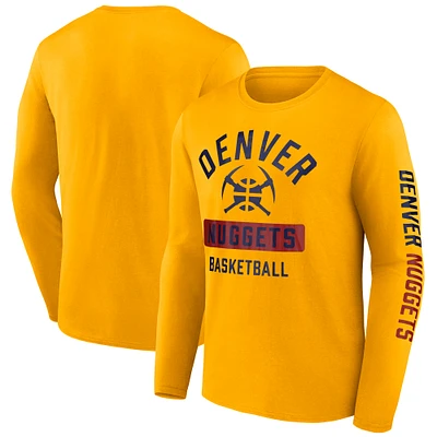T-shirt à manches longues Fanatics Gold Denver Nuggets pour hommes
