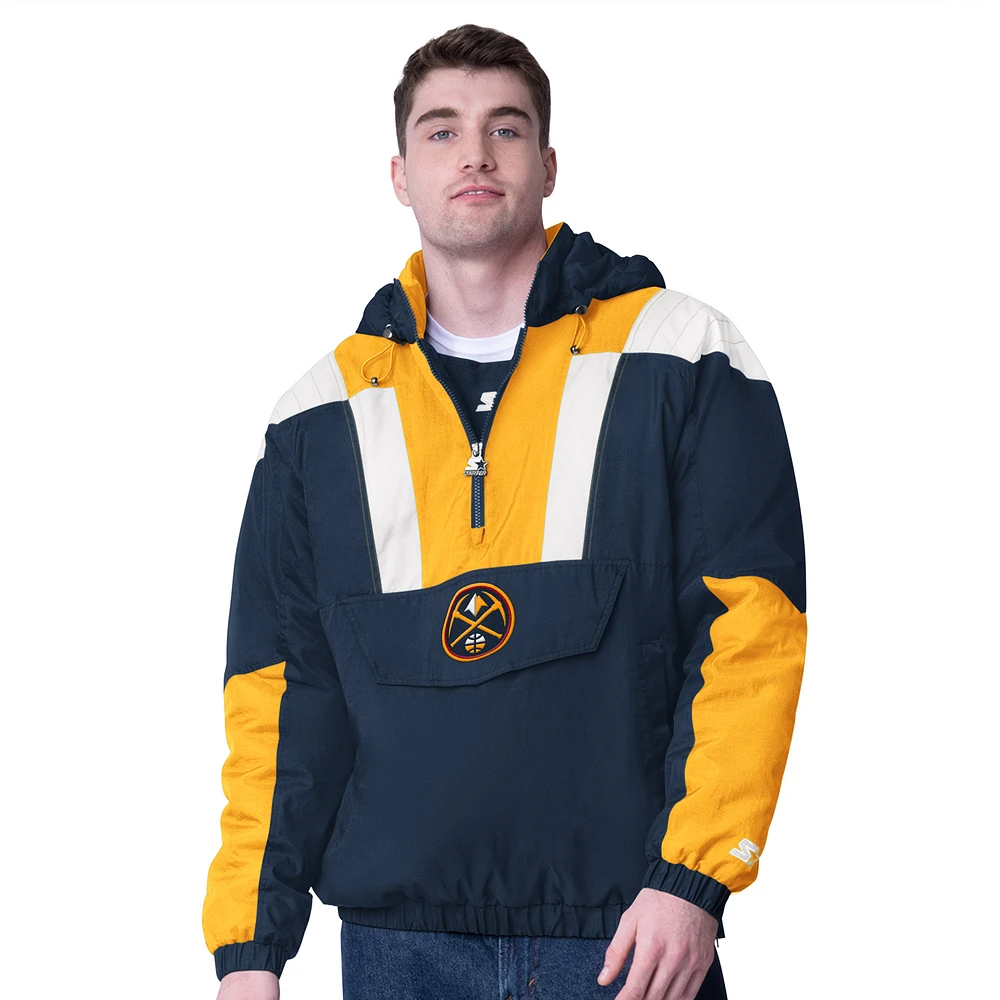 Veste à enfiler demi-zippée Denver Nuggets Charger pour homme, bleu marine