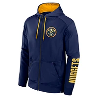 Men's Fanatics  Navy Denver Nuggets Baller Defender Performance Full-Zip Hoodie