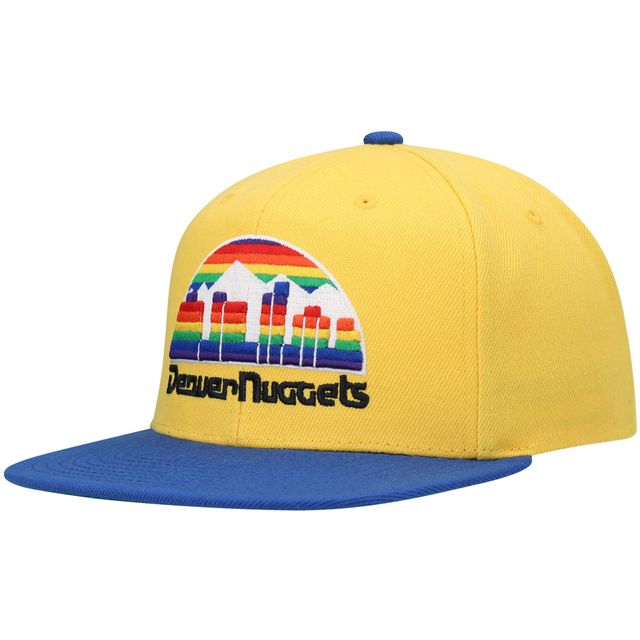 Casquette Snapback Classiques en bois dur Mitchell & Ness Gold/Royal Denver Nuggets pour homme