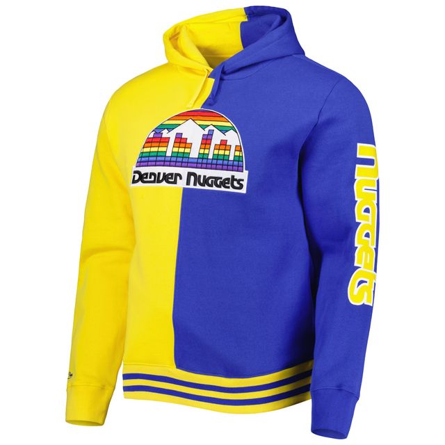 Sweat à capuche fendu pour homme Mitchell & Ness Gold/Royal Denver Nuggets Hardwood Classics