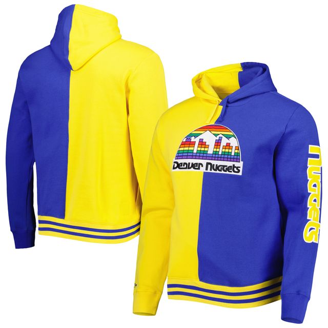 Sweat à capuche fendu pour homme Mitchell & Ness Gold/Royal Denver Nuggets Hardwood Classics