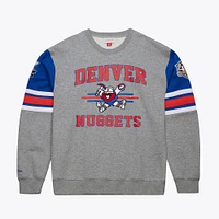 Men's Mitchell & Ness Heather Gray Denver Nuggets Hardwood Classics All Over 4.0 Pullover Sweatshirt