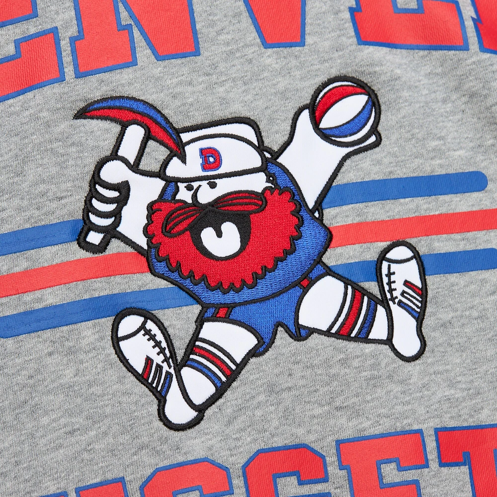 Men's Mitchell & Ness Heather Gray Denver Nuggets Hardwood Classics All Over 4.0 Pullover Sweatshirt