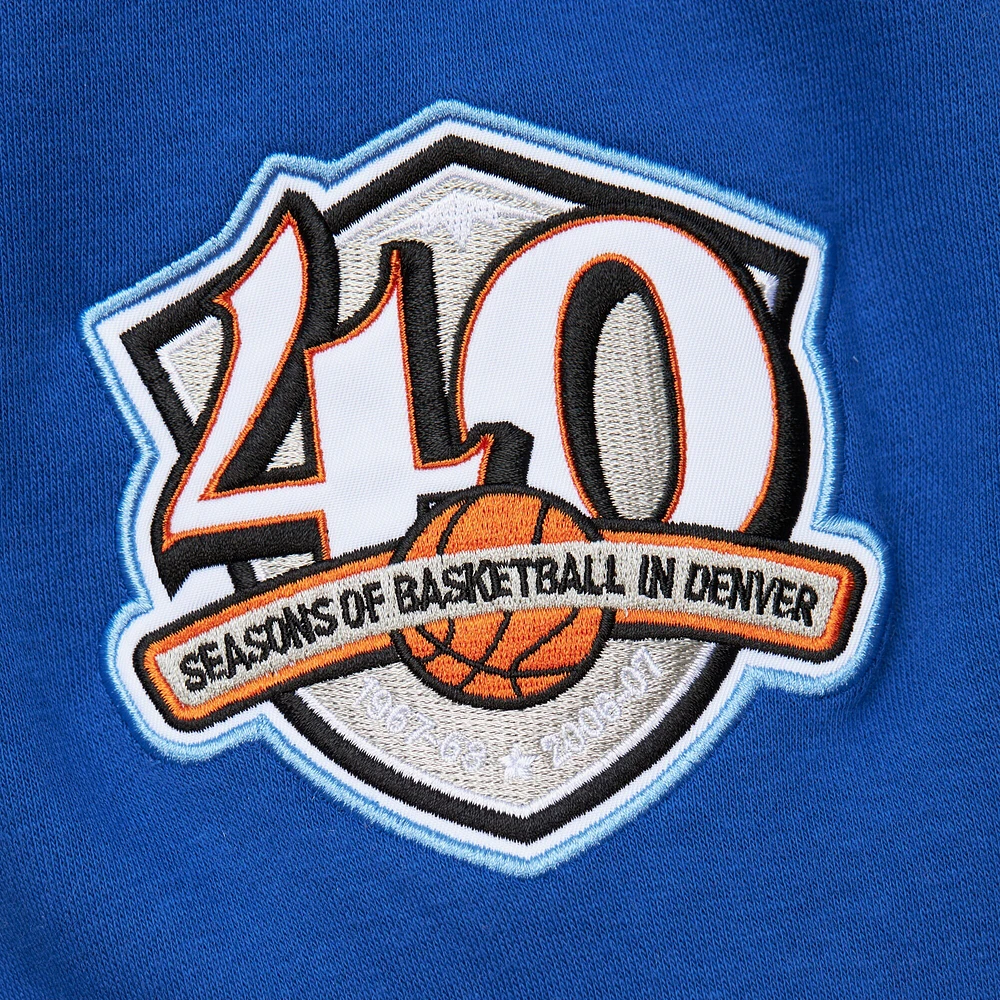 Men's Mitchell & Ness Heather Gray Denver Nuggets Hardwood Classics All Over 4.0 Pullover Sweatshirt