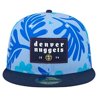 Men's New Era Blue Denver Nuggets Palm Fronds 2-Tone 59FIFTY Fitted Hat