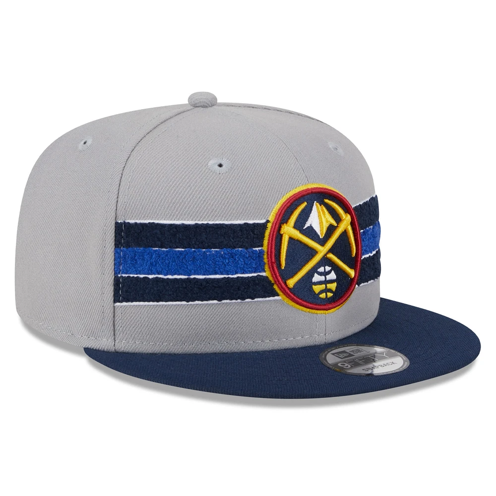 Men's New Era Gray Denver Nuggets Chenille Band 9FIFTY Snapback Hat