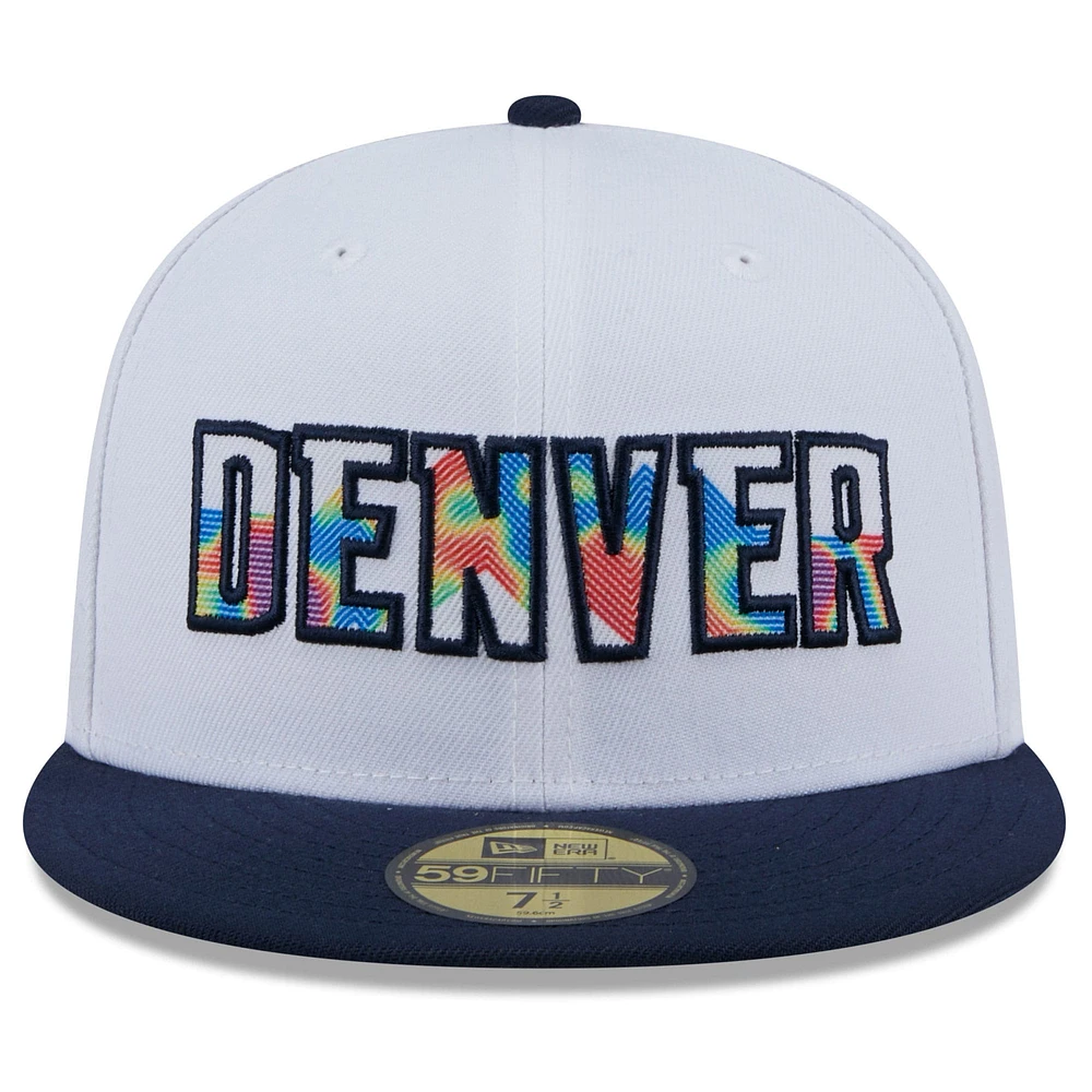 Men's New Era  White Denver Nuggets 2024/25 City Edition 59FIFTY Fitted Hat