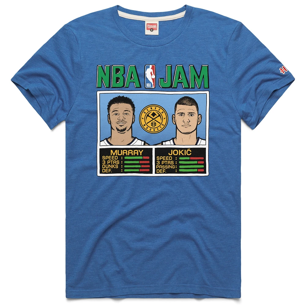 Unisex Homage Jamal Murray & Nikola Jokic Blue Denver Nuggets 2024/25 City Edition NBA Jam Tri-Blend T-Shirt