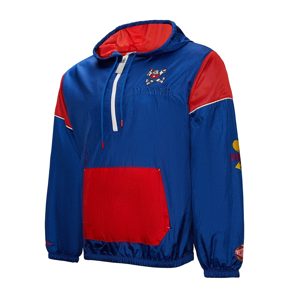 Veste coupe-vent unisexe Mitchell & Ness Royal Denver Nuggets Hardwood Classics Team OG 3.0 Anorak à demi-zip