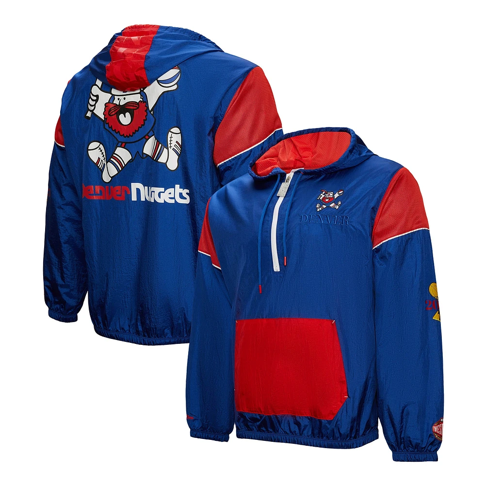 Veste coupe-vent unisexe Mitchell & Ness Royal Denver Nuggets Hardwood Classics Team OG 3.0 Anorak à demi-zip