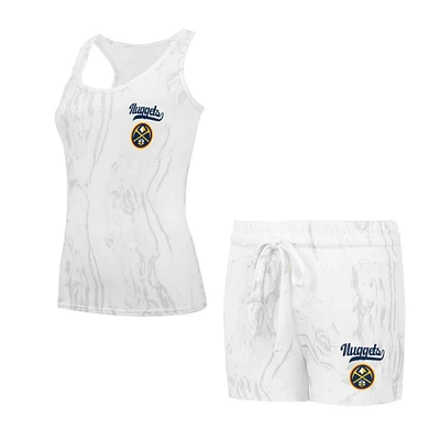 Women's Concepts Sport White Denver Nuggets Quartz Tank Top & Shorts Set