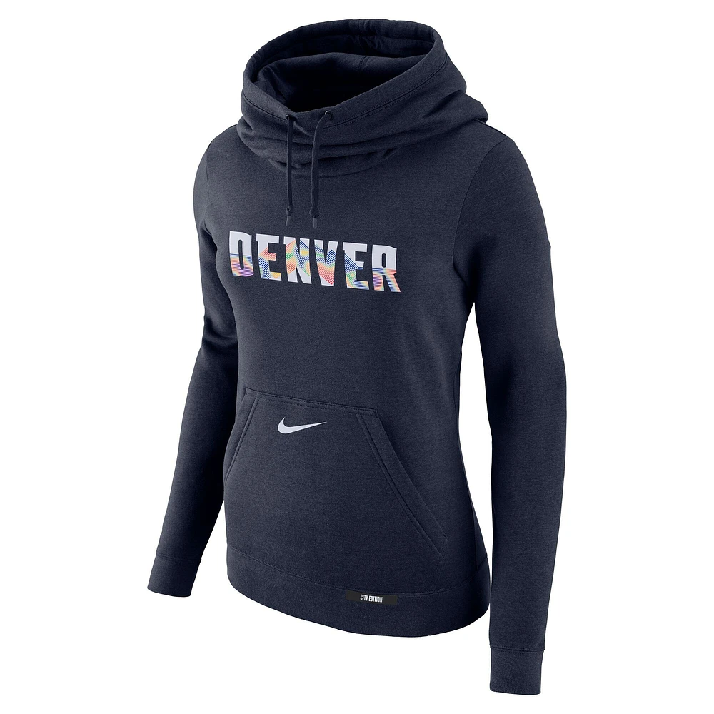 Sweat à capuche Nike Denver Nuggets 2024/25 City Edition Essential Club bleu marine pour femme