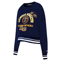 Women's Pro Standard Navy Denver Nuggets Area Code Cropped Pullover Sweatshirt