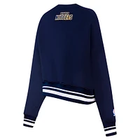 Women's Pro Standard Navy Denver Nuggets Area Code Cropped Pullover Sweatshirt