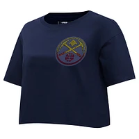 Women's Pro Standard Navy Denver Nuggets Jewels Boxy Cropped T-Shirt