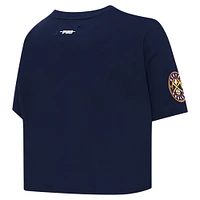 Women's Pro Standard Navy Denver Nuggets Jewels Boxy Cropped T-Shirt