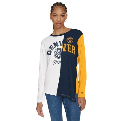 T-shirt à manches longues blocs de couleurs Amelia Denver Nuggets blanc/bleu marine Tommy Jeans pour femme
