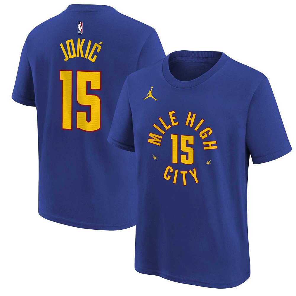 Youth Jordan Brand Nikola Jokic Blue Denver Nuggets Statement Edition Name & Number T-Shirt