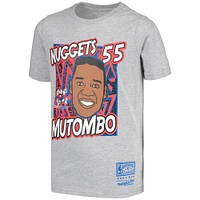 Youth Mitchell & Ness Dikembe Mutombo Gray Denver Nuggets Hardwood Classics King of the Court Player T-Shirt