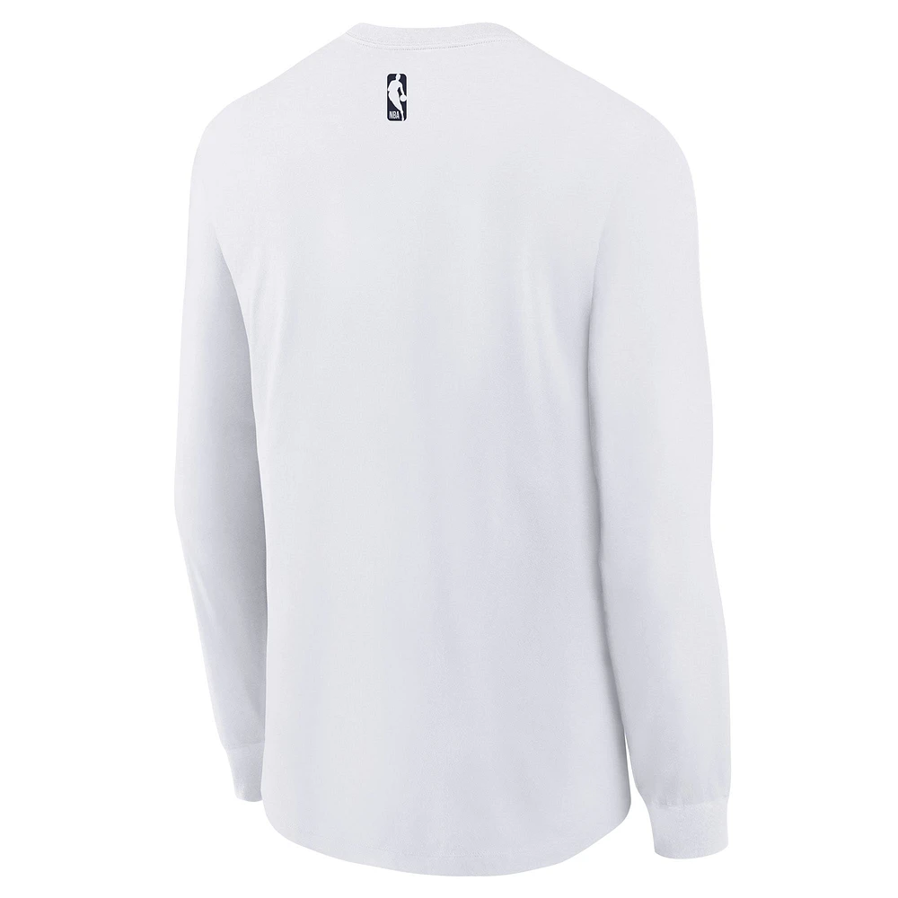 Youth Nike  White Denver Nuggets 2024/25 City Edition Wordmark Performance Long Sleeve T-Shirt