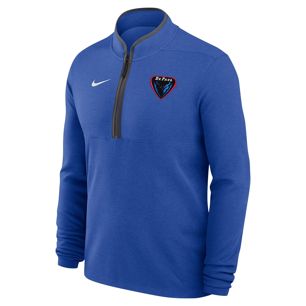 Men's Nike Royal DePaul Blue Demons Coaches Courtside Basketball Victory Performance Quarter-Zip Top
