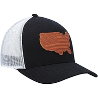 Men's Local Crowns Black USA Leather State Applique Trucker Snapback Hat