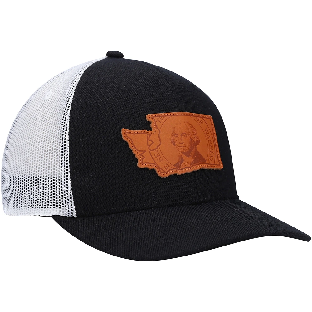 Casquette Snapback Local Crowns en cuir noir Washington State Applique pour homme