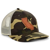 Local Crowns Camo/Natural California Woodland Leather State Patch Trucker Snapback Casquette réglable pour homme