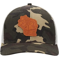 Men's Local Crowns Camo Wisconsin Icon Woodland State Patch Trucker Snapback Hat