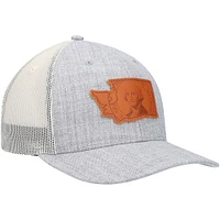 Casquette Snapback Local Crowns en cuir gris chiné avec écusson de l'État de Washington pour homme
