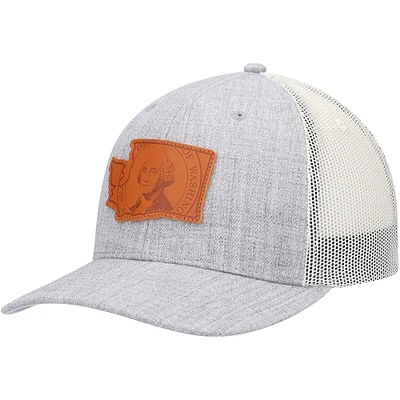 Casquette Snapback Local Crowns en cuir gris chiné avec écusson de l'État de Washington pour homme