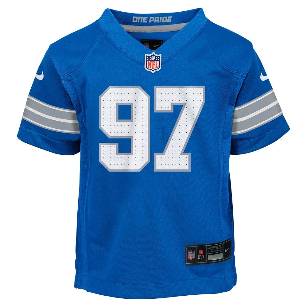 Maillot de jeu Nike Aidan Hutchinson bleu pour bébé des Detroit Lions