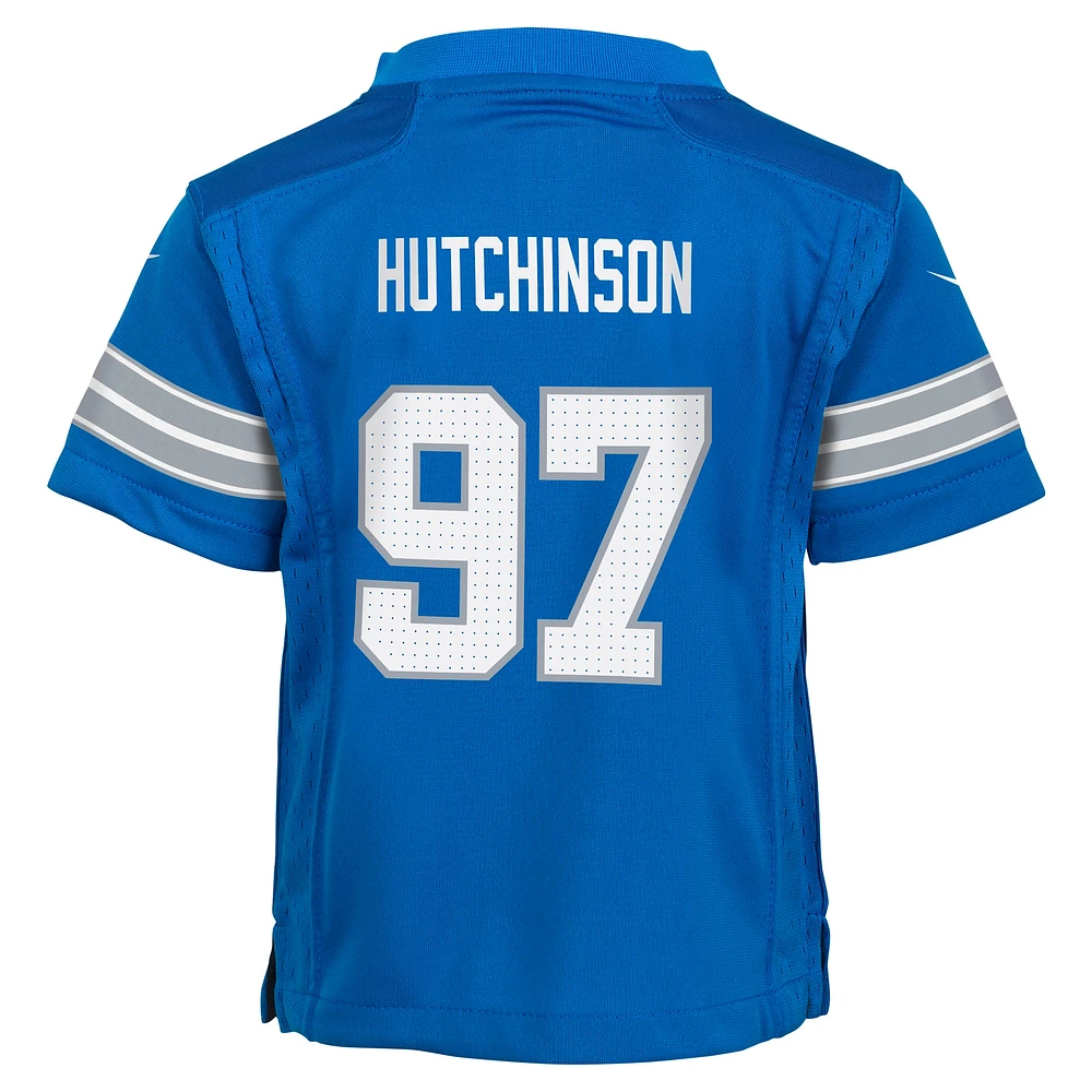 Maillot de jeu Nike Aidan Hutchinson bleu pour bébé des Detroit Lions