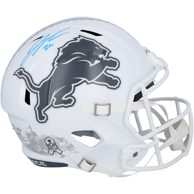 Casque réplique autographié Riddell 2024 Salute To Service Speed ​​des Detroit Lions par Jahmyr Gibbs