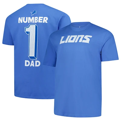 T-shirt Fanatics bleu Detroit Lions pour homme, grand et grand, numéro un, papa