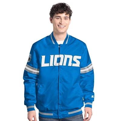 Veste universitaire à boutons-pression Starter Blue Detroit Lions Scout pour homme