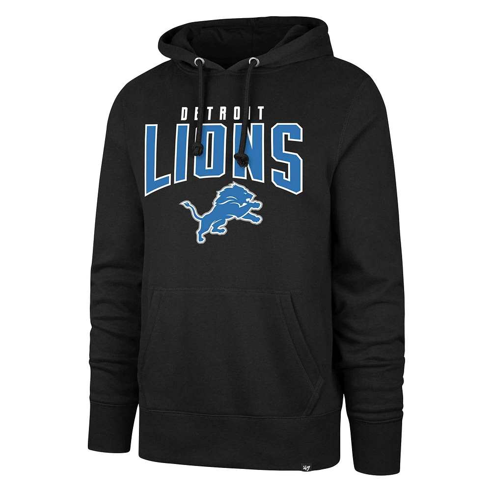 Men's '47 Black Detroit Lions Headline Pullover Hoodie