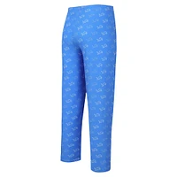 Men's Concepts Sport Blue Detroit Lions Record Allover Print Knit Pants