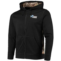Men's Dunbrooke Black/Realtree Camo Detroit Lions Decoy Tech Fleece Full-Zip Hoodie