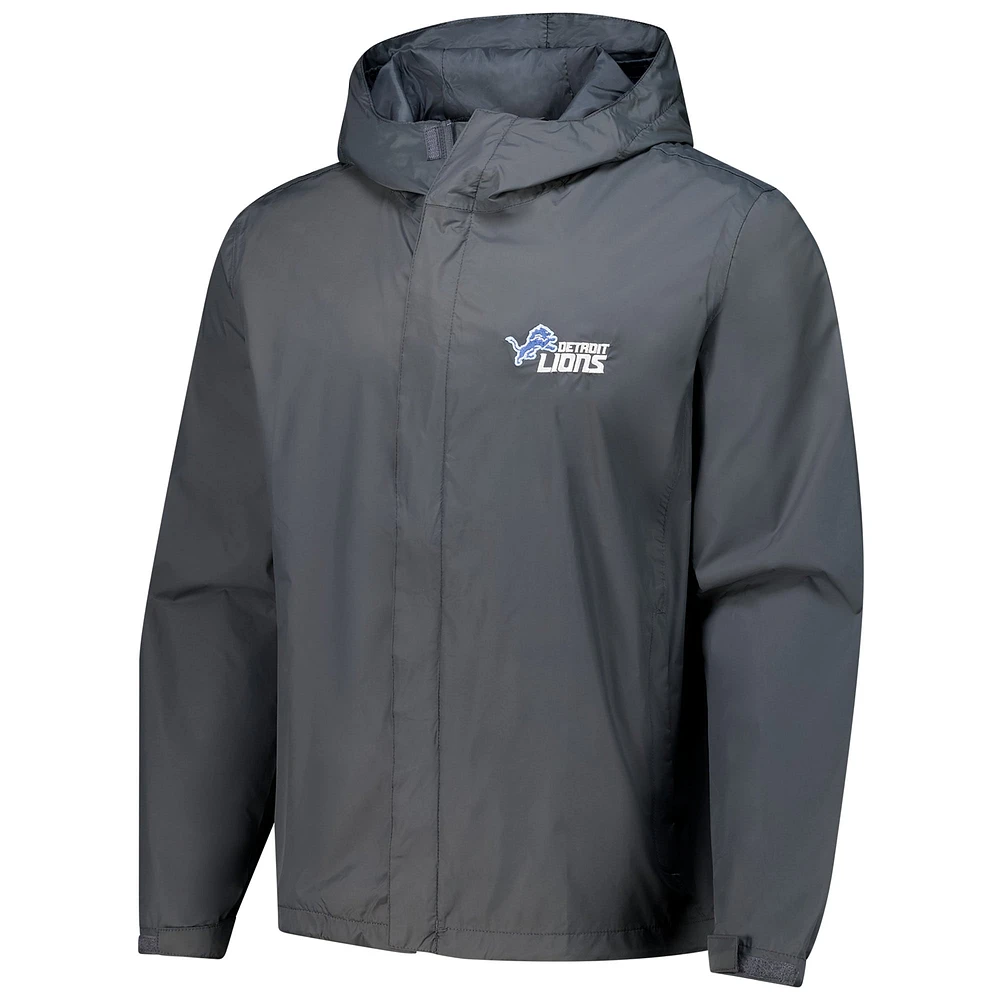 Men's Dunbrooke Graphite Detroit Lions Tropic Waterproof Packable Full-Zip Hoodie Jacket