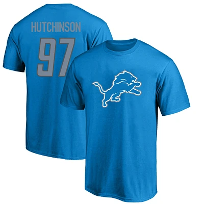 T-shirt Fanatics Aidan Hutchinson bleu Detroit Lions Big & Tall avec nom et numéro de joueur pour hommes