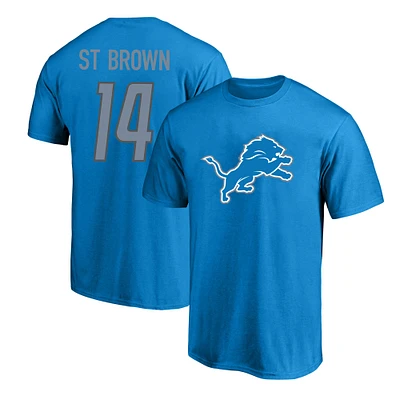 T-shirt avec nom et numéro de joueur Fanatics Amon-Ra St. Brown Blue Detroit Lions pour hommes