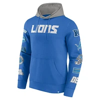 Men's Fanatics  Blue/Gray Detroit Lions Patched Out Pullover Hoodie