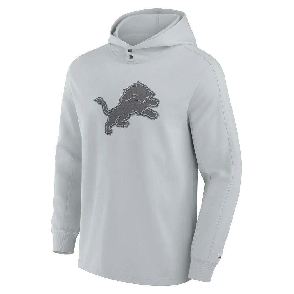 T-shirt à capuche manches longues en mélange tricolore pour homme Fanatics Detroit Lions Elements Blaze Gris
