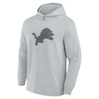 T-shirt à capuche manches longues en mélange tricolore pour homme Fanatics Detroit Lions Elements Blaze Gris