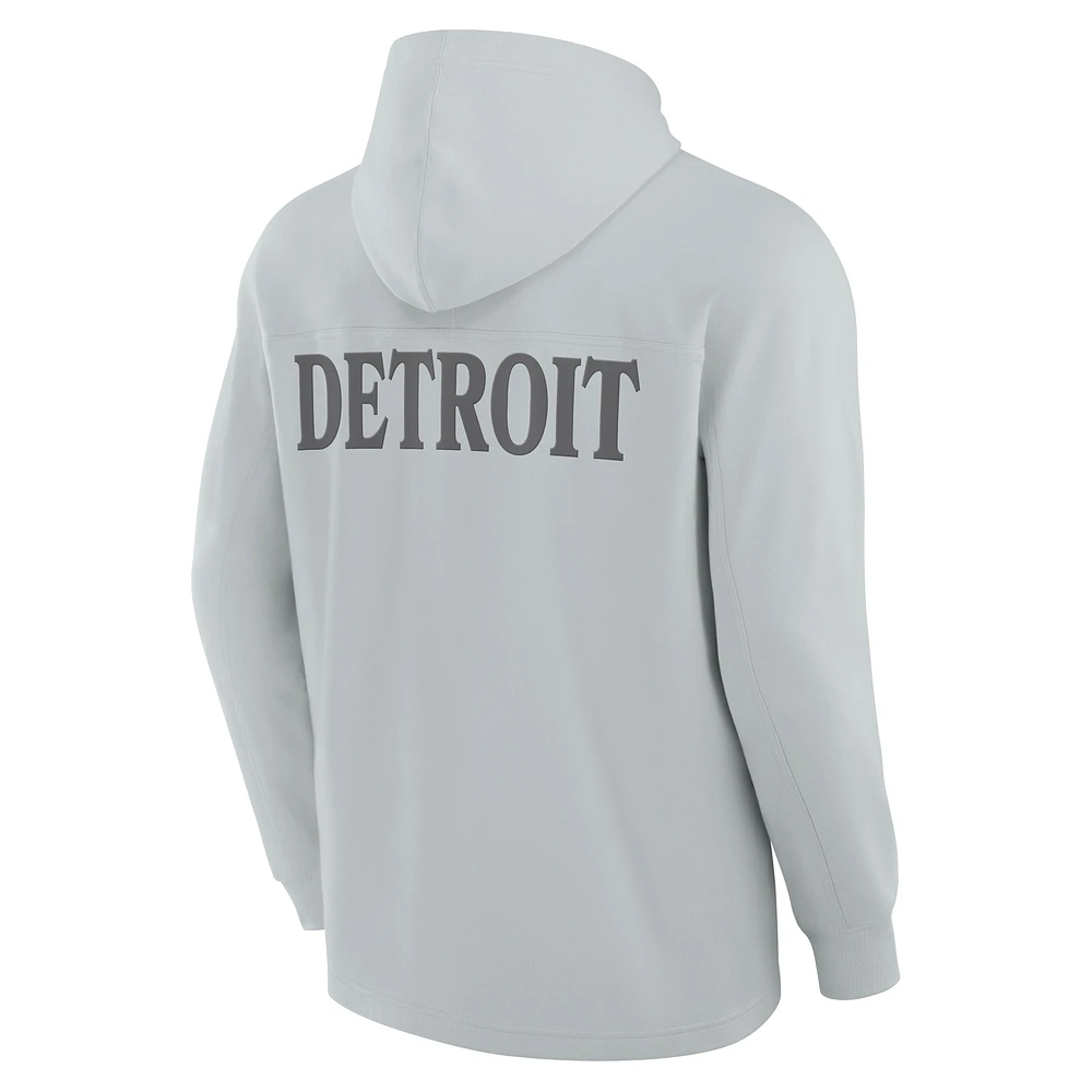 T-shirt à capuche manches longues en mélange tricolore pour homme Fanatics Detroit Lions Elements Blaze Gris